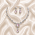 Elyselle Luna Blush AD Necklace Set on satin background